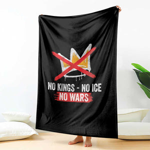 No Kings Protest Throw Blanket No Kings No Ice No Wars Anti Monarchy Statement TS11 Print Your Wear