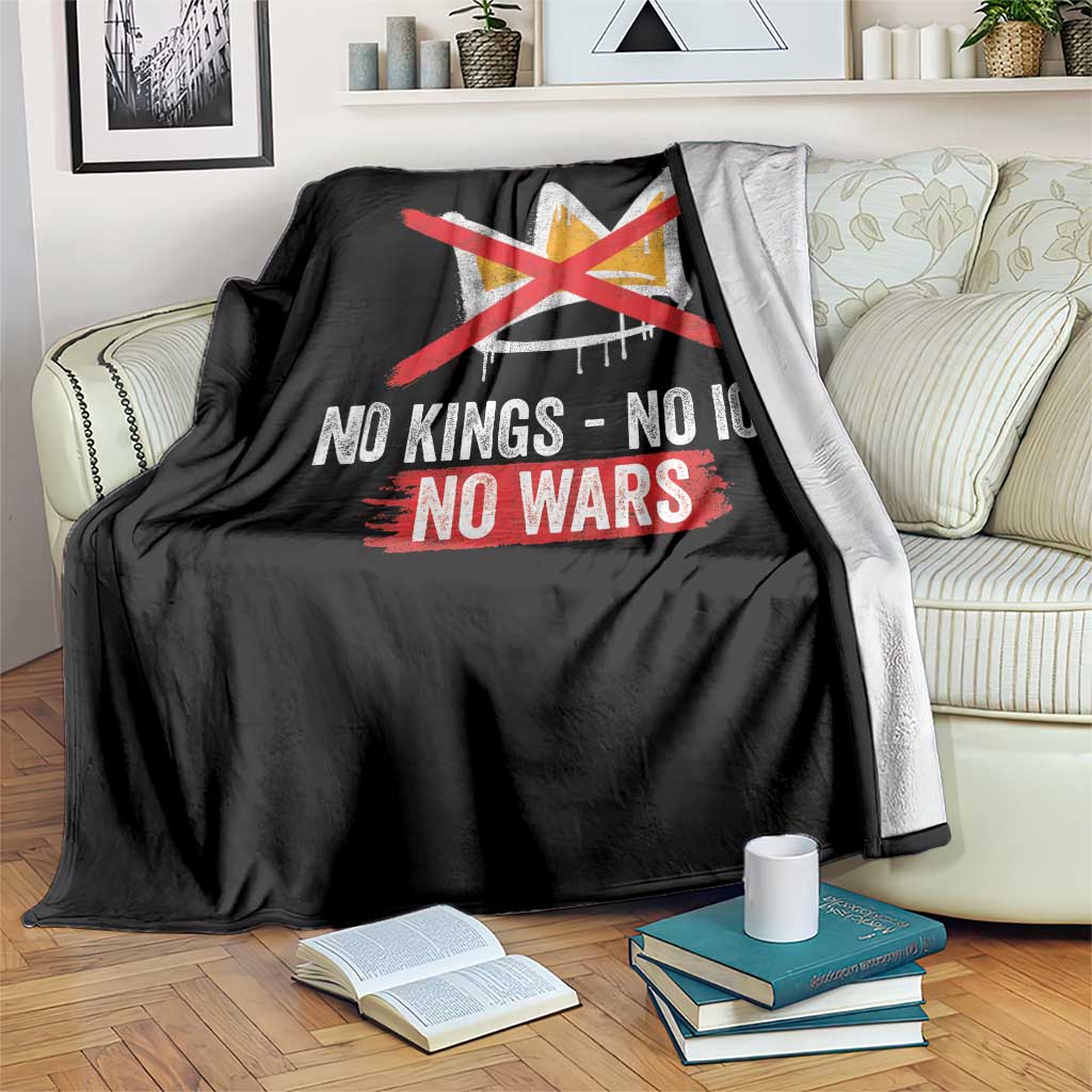 No Kings Protest Throw Blanket No Kings No Ice No Wars Anti Monarchy Statement TS11 Print Your Wear