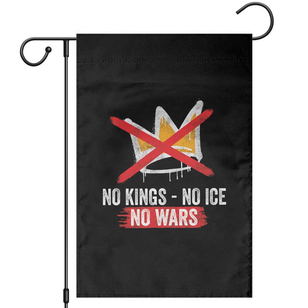 No Kings Protest Garden Flag No Kings No Ice No Wars Anti Monarchy Statement TS11 Black Print Your Wear