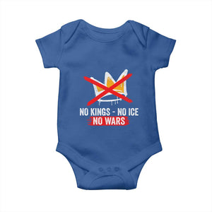 No Kings Protest Baby Onesie No Kings No Ice No Wars Anti Monarchy Statement TS11 Royal Blue Print Your Wear