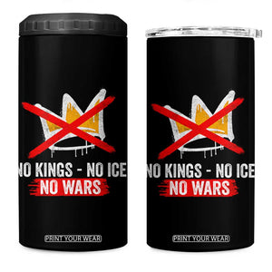 No Kings Protest 4 in 1 Can Cooler Tumbler No Kings No Ice No Wars Anti Monarchy Statement TS11 One Size: 16 oz Black Print Your Wear