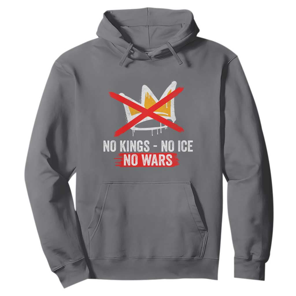 No Kings Protest Hoodie No Kings No Ice No Wars Anti Monarchy Statement TS11 Charcoal Print Your Wear