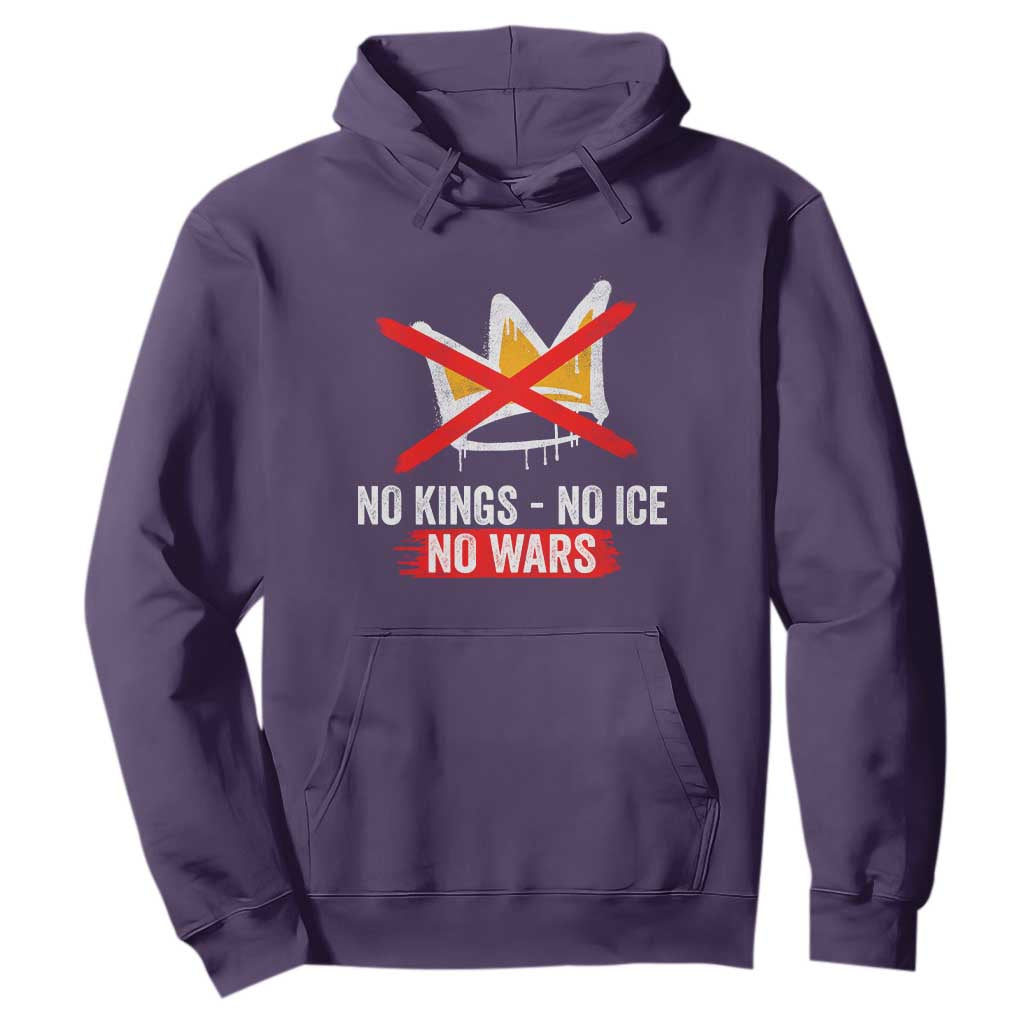 No Kings Protest Hoodie No Kings No Ice No Wars Anti Monarchy Statement TS11 Purple Print Your Wear
