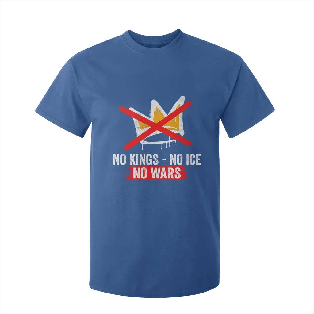 No Kings Protest T Shirt For Kid No Kings No Ice No Wars Anti Monarchy Statement TS11 Royal Blue Print Your Wear