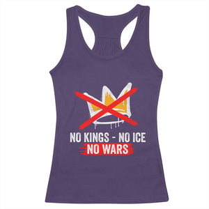 No Kings Protest Racerback Tank Top No Kings No Ice No Wars Anti Monarchy Statement TS11 Purple Print Your Wear