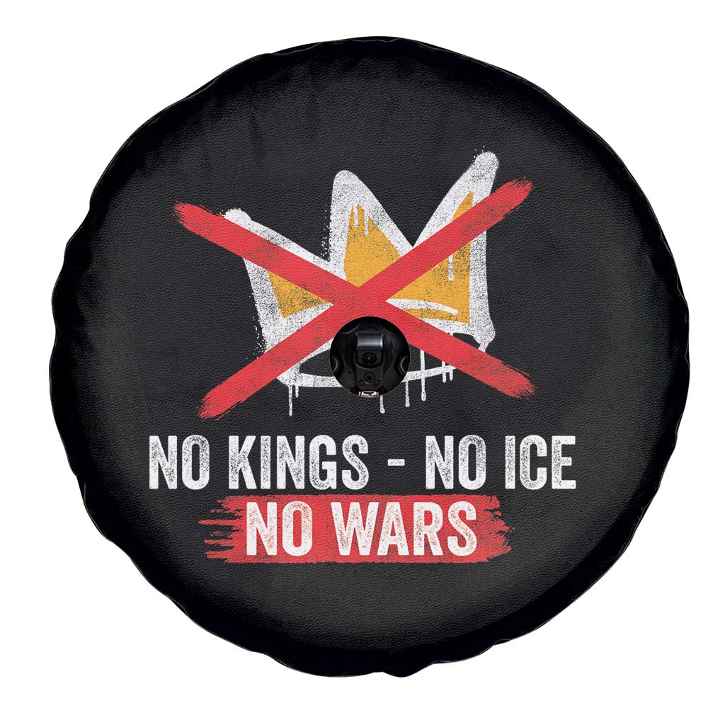 No Kings Protest Spare Tire Cover No Kings No Ice No Wars Anti Monarchy Statement TS11 Print Your Wear