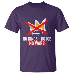No Kings Protest T Shirt - No Kings No Ice No Wars Anti Monarchy Statement Tee TS11 Purple Print Your Wear