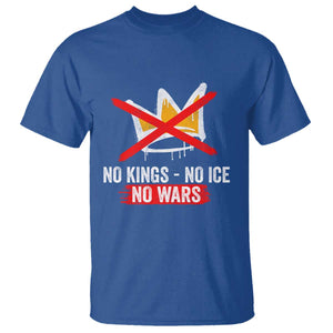 No Kings Protest T Shirt - No Kings No Ice No Wars Anti Monarchy Statement Tee TS11 Royal Blue Print Your Wear