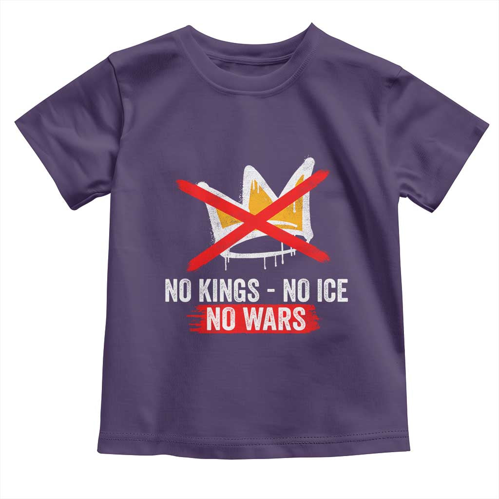 No Kings Protest Toddler T Shirt No Kings No Ice No Wars Anti Monarchy Statement TS11 Purple Print Your Wear