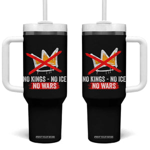 No Kings Protest Tumbler With Handle No Kings No Ice No Wars Anti Monarchy Statement TS11 One Size: 40 oz Black Print Your Wear
