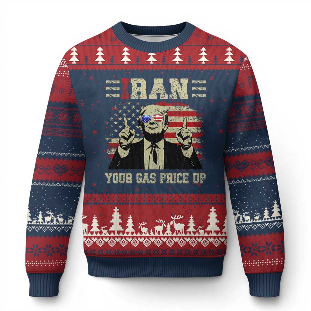 Iran Your Gas Price Up Ugly Christmas Sweater Funny Political Gas Station TS11 Navy Red Print Your Wear