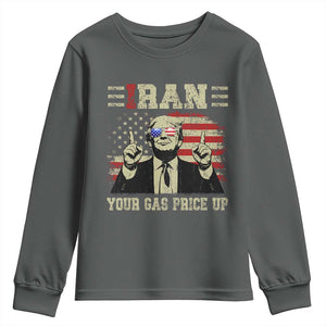 Iran Your Gas Price Up Youth Sweatshirt Funny Political Gas Station TS11 Dark Heather Print Your Wear