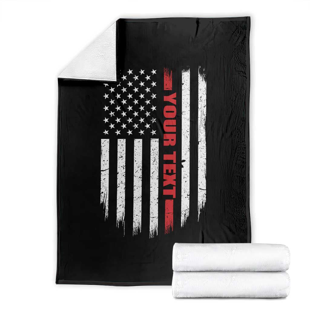 Personalized Firefighter Throw Blanket Custom Text Name Vintage American Flag Patriot Fireman Gift TS11 Black Print Your Wear
