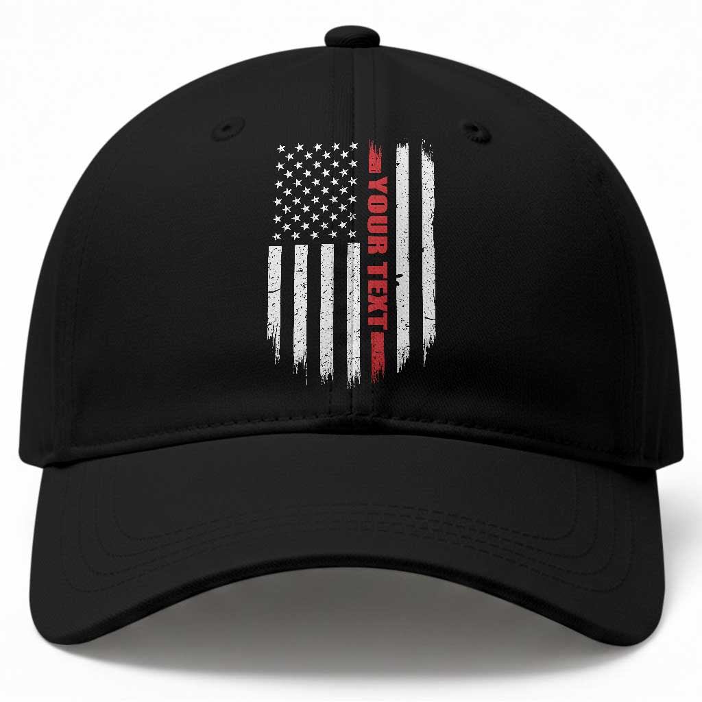 Personalized Firefighter Baseball Cap Custom Text Name Vintage American Flag Patriot Fireman Gift TS11 Print Your Wear