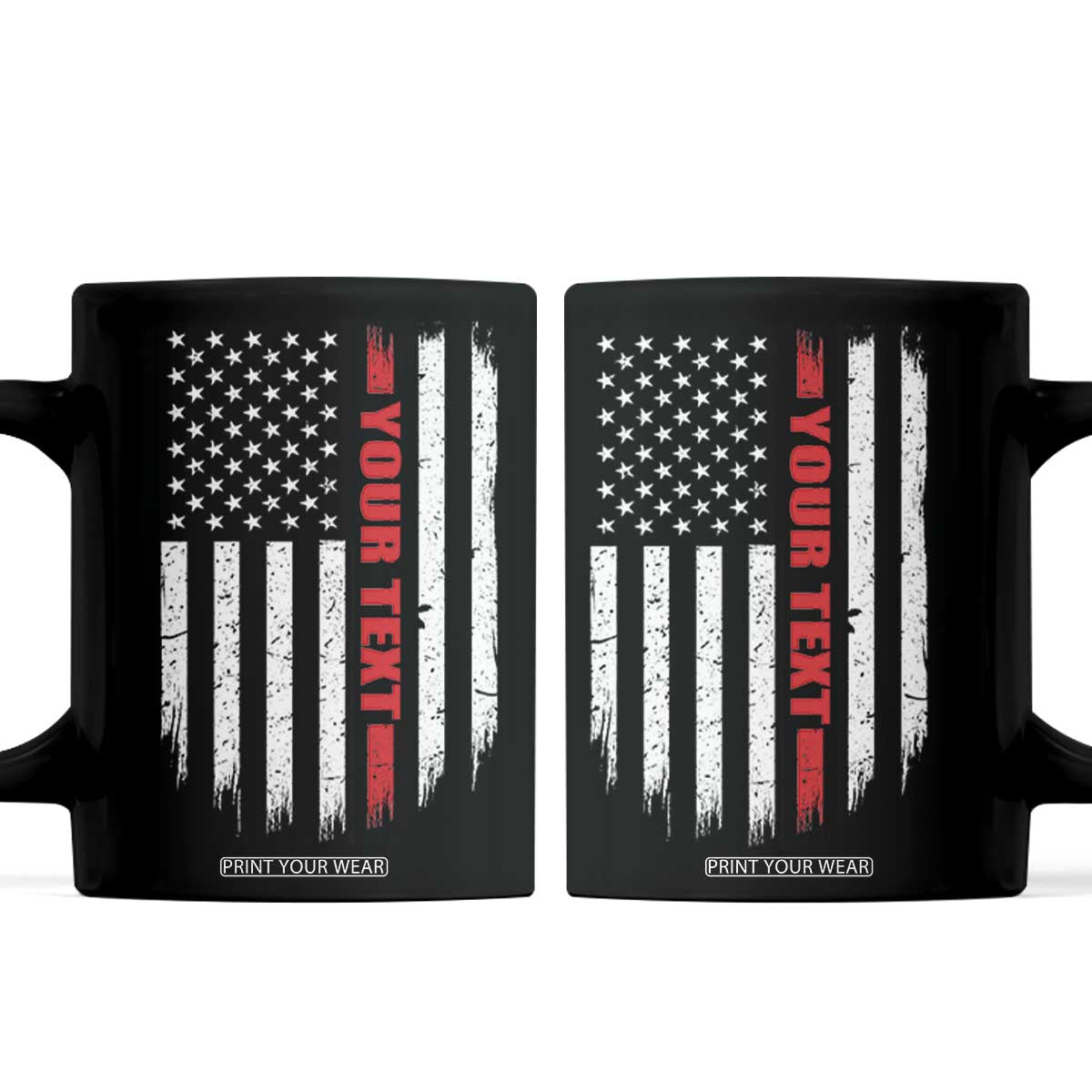 Personalized Firefighter Coffee Mug Custom Text Name Vintage American Flag Patriot Fireman Gift