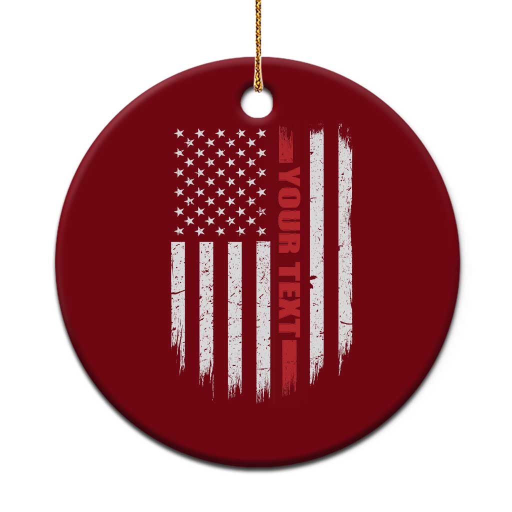 Personalized Firefighter Ceramic Ornament Custom Text Name Vintage American Flag Patriot Fireman Gift