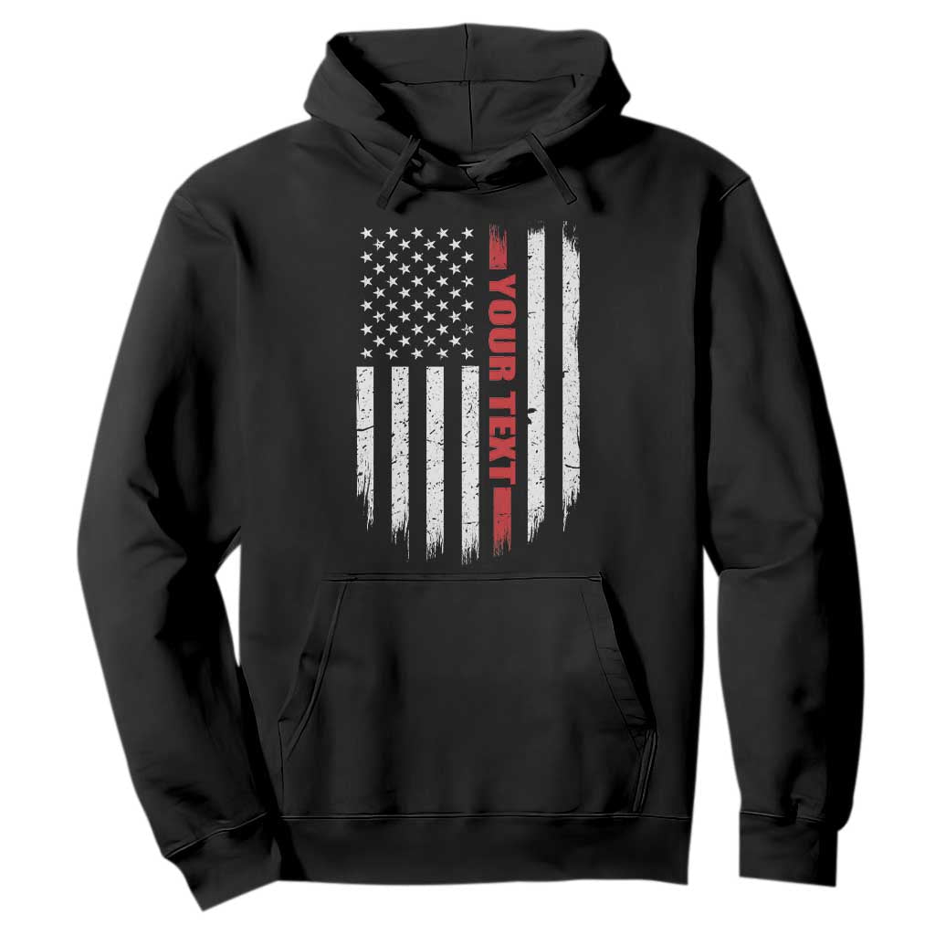 Personalized Firefighter Hoodie Custom Text Name Vintage American Flag Patriot Fireman Gift