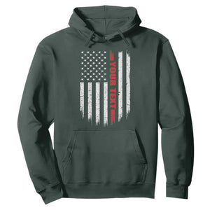 Personalized Firefighter Hoodie Custom Text Name Vintage American Flag Patriot Fireman Gift