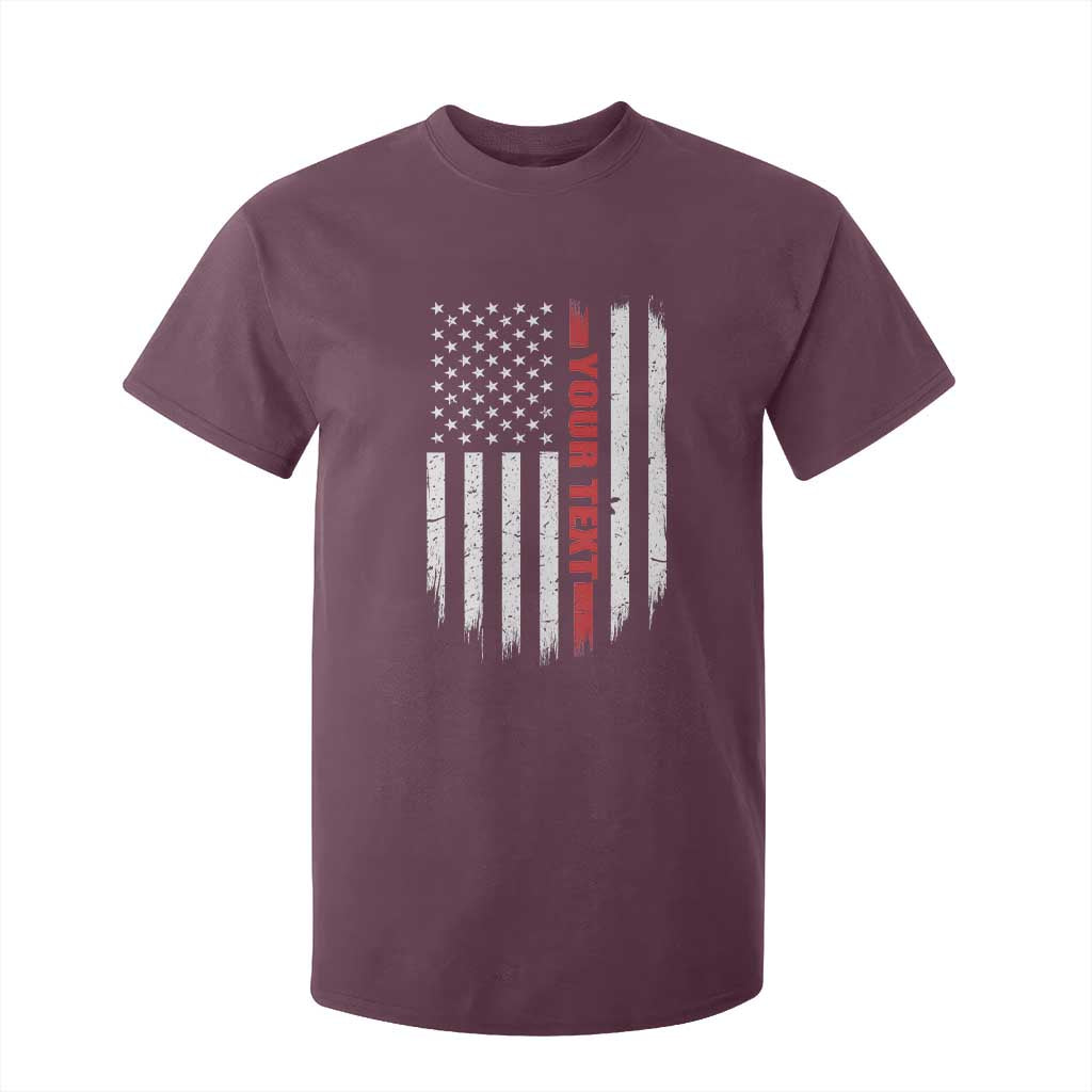 Personalized Firefighter T Shirt For Kid Custom Text Name Vintage American Flag Patriot Fireman Gift