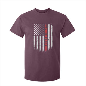 Personalized Firefighter T Shirt For Kid Custom Text Name Vintage American Flag Patriot Fireman Gift