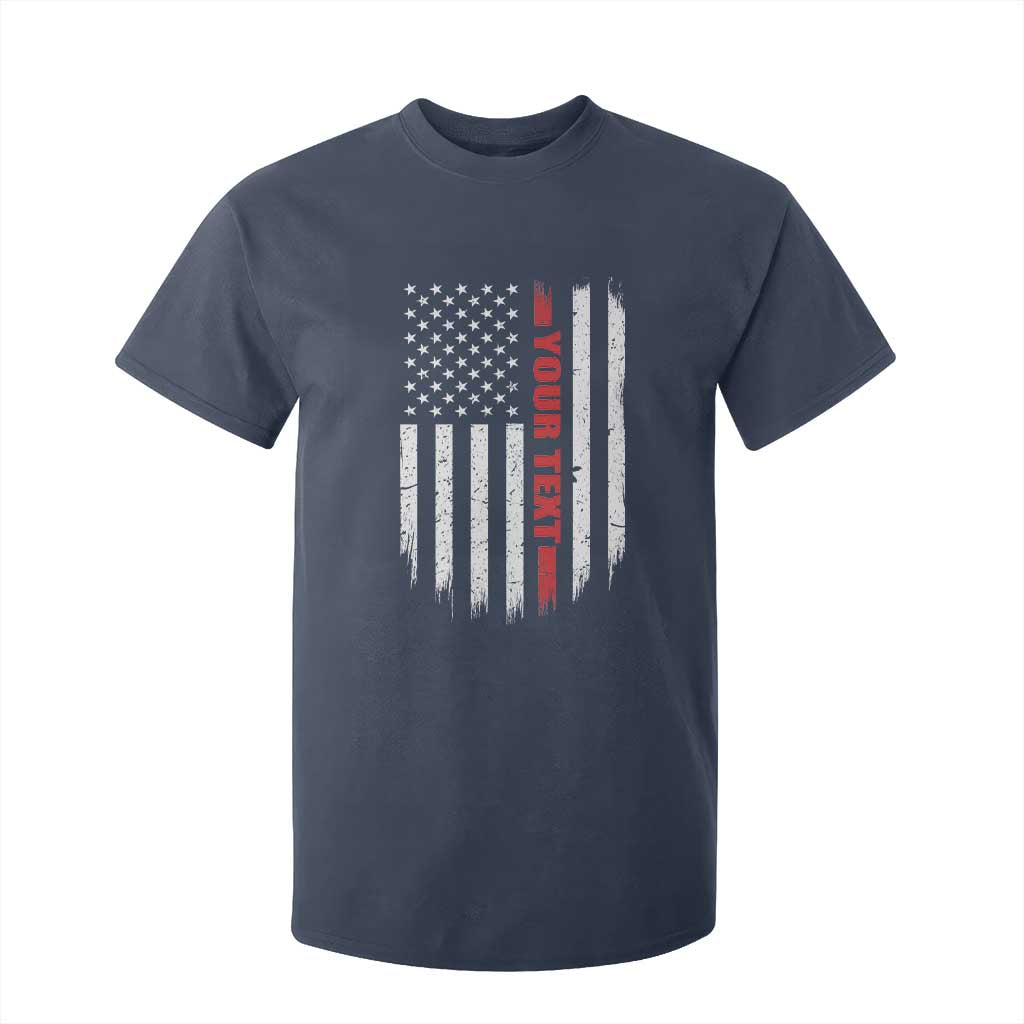 Personalized Firefighter T Shirt For Kid Custom Text Name Vintage American Flag Patriot Fireman Gift