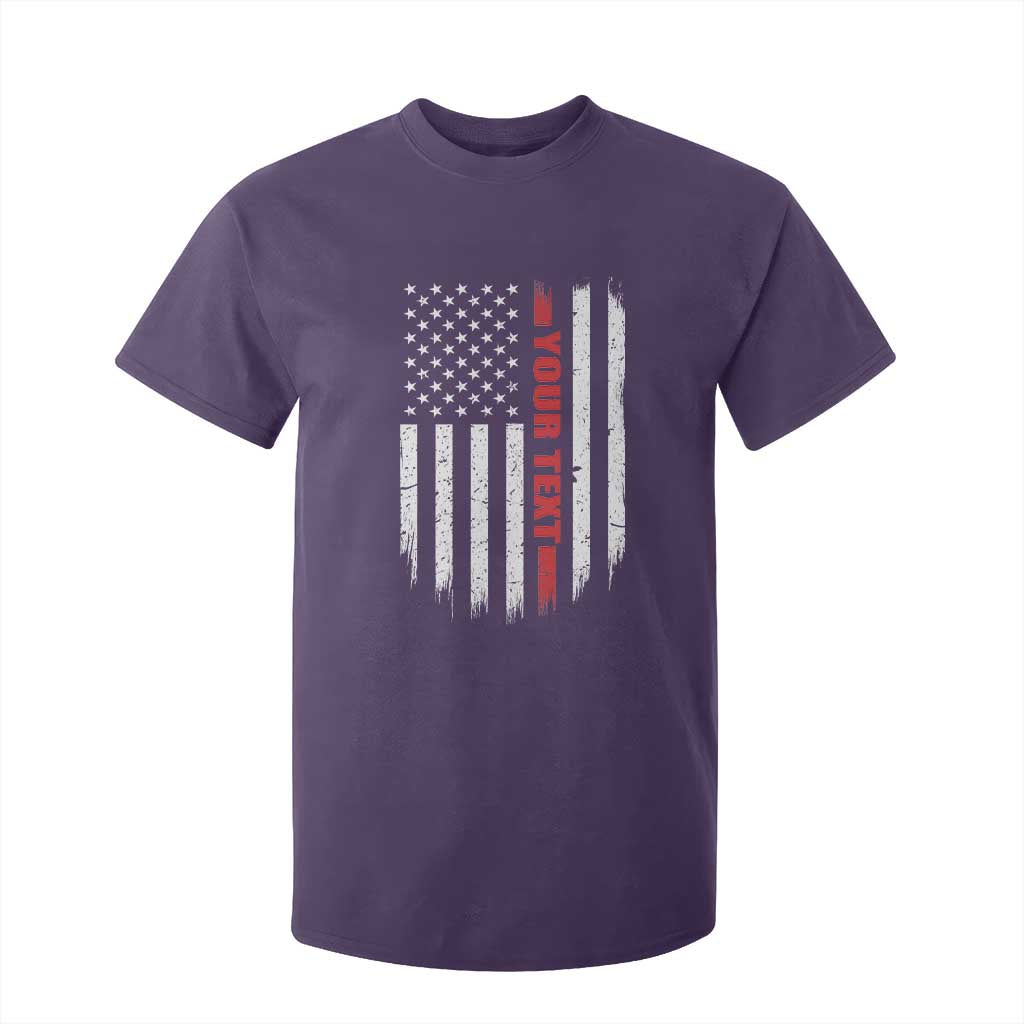 Personalized Firefighter T Shirt For Kid Custom Text Name Vintage American Flag Patriot Fireman Gift