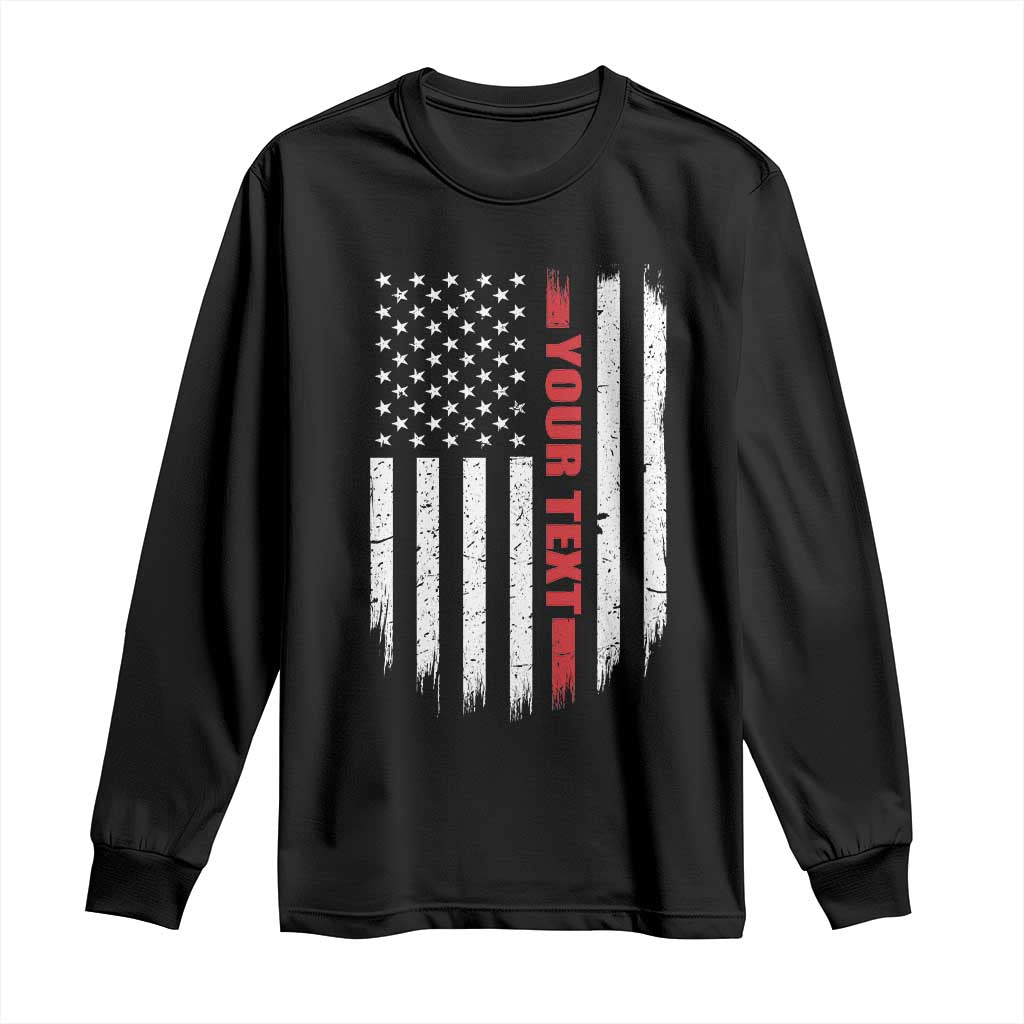Personalized Firefighter Long Sleeve Shirt Custom Text Name Vintage American Flag Patriot Fireman Gift TS11 Black Print Your Wear