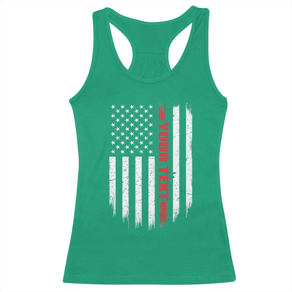 Personalized Firefighter Racerback Tank Top Custom Text Name Vintage American Flag Patriot Fireman Gift