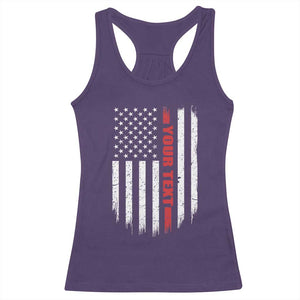 Personalized Firefighter Racerback Tank Top Custom Text Name Vintage American Flag Patriot Fireman Gift