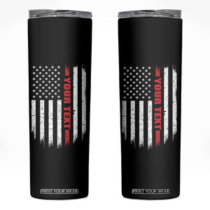Personalized Firefighter Skinny Tumbler Custom Text Name Vintage American Flag Patriot Fireman Gift