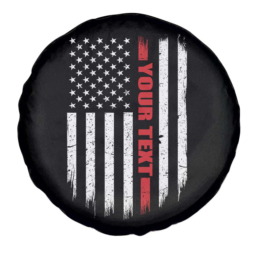 Personalized Firefighter Spare Tire Cover Custom Text Name Vintage American Flag Patriot Fireman Gift