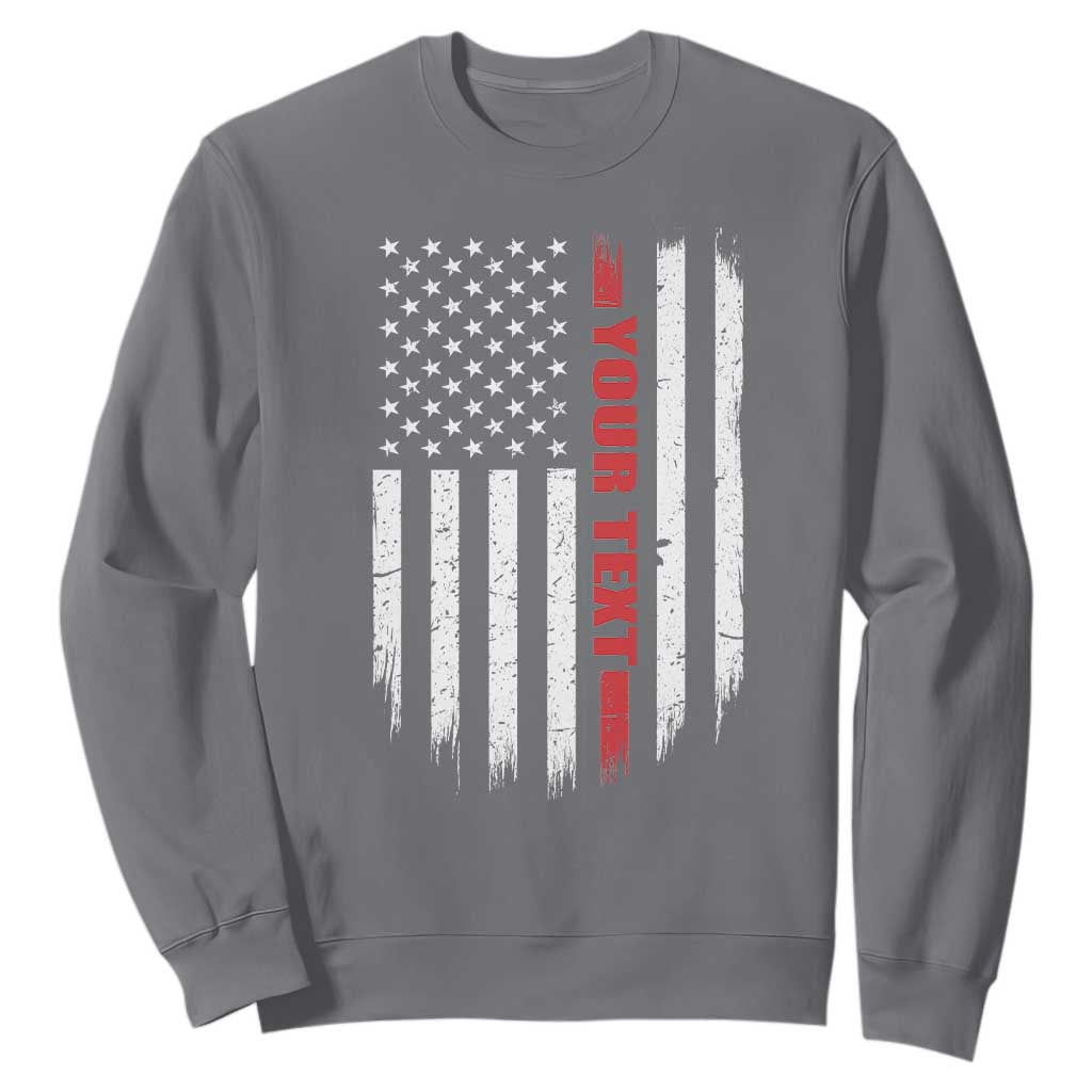 Personalized Firefighter Sweatshirt Custom Text Name Vintage American Flag Patriot Fireman Gift