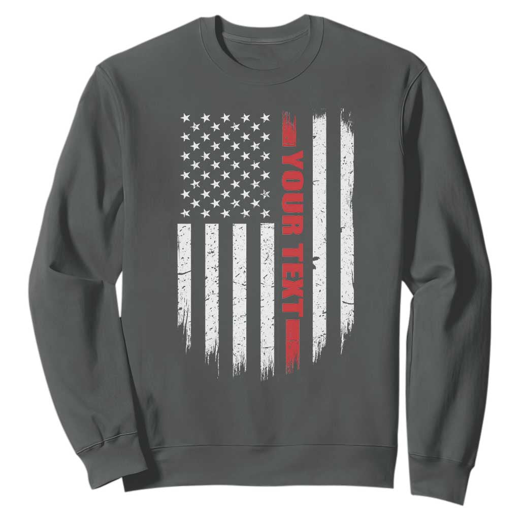 Personalized Firefighter Sweatshirt Custom Text Name Vintage American Flag Patriot Fireman Gift