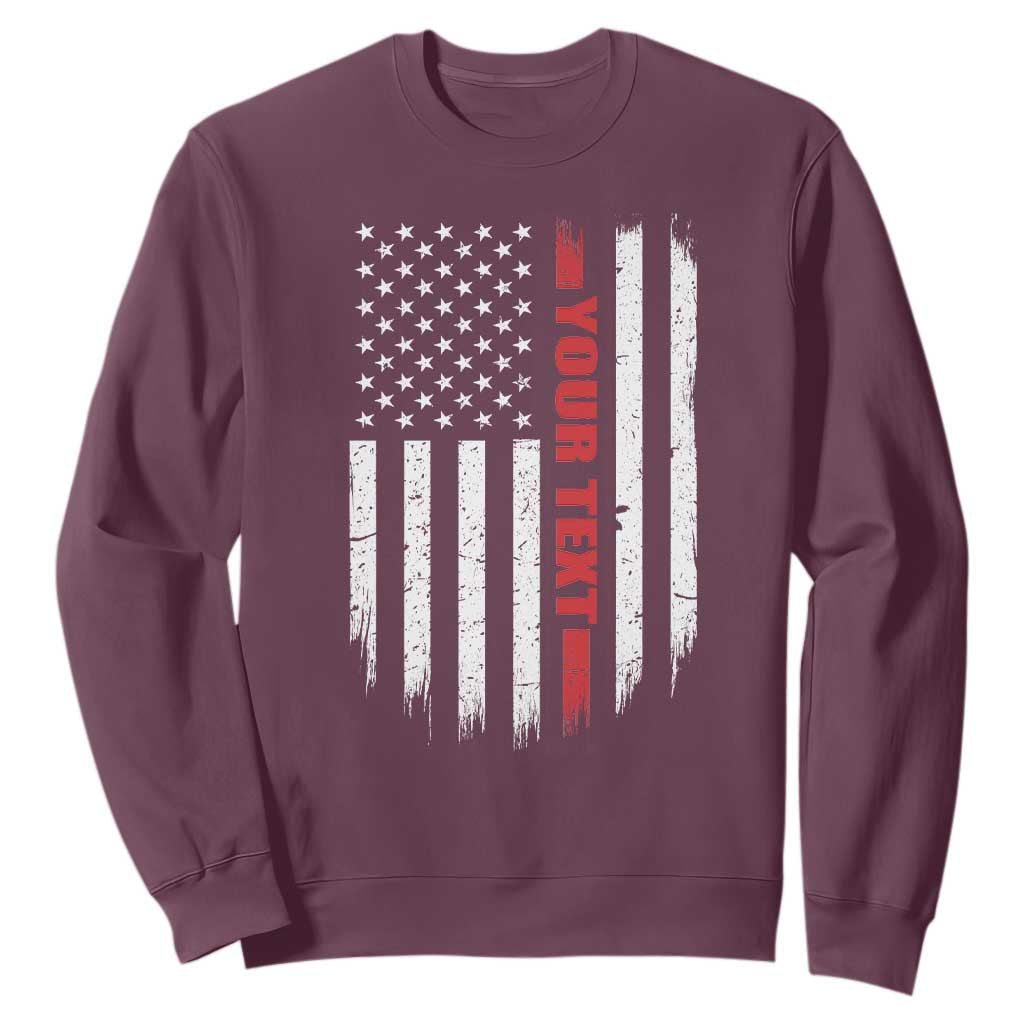 Personalized Firefighter Sweatshirt Custom Text Name Vintage American Flag Patriot Fireman Gift