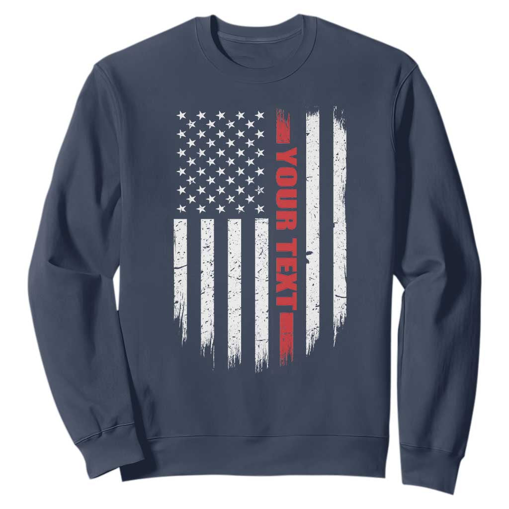 Personalized Firefighter Sweatshirt Custom Text Name Vintage American Flag Patriot Fireman Gift