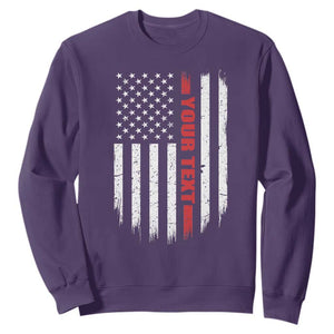 Personalized Firefighter Sweatshirt Custom Text Name Vintage American Flag Patriot Fireman Gift