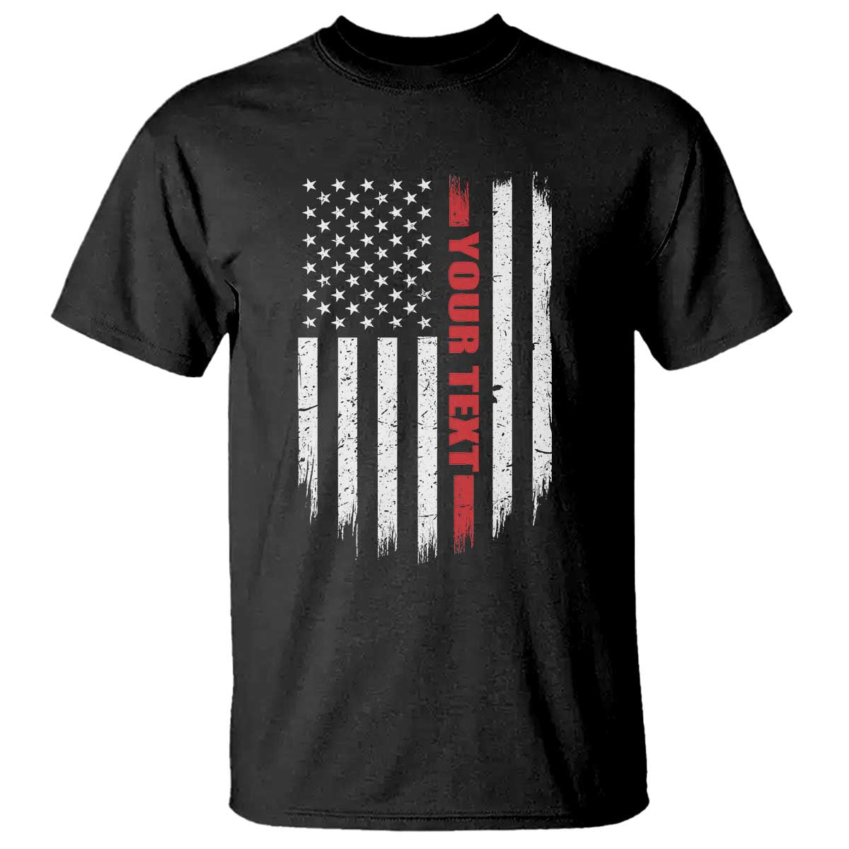 Personalized Firefighter T Shirt Custom Text Name Vintage American Flag Patriot Fireman Gift TS11 Black Print Your Wear