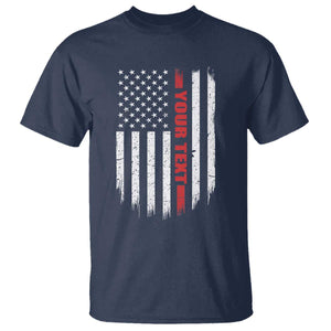 Personalized Firefighter T Shirt Custom Text Name Vintage American Flag Patriot Fireman Gift