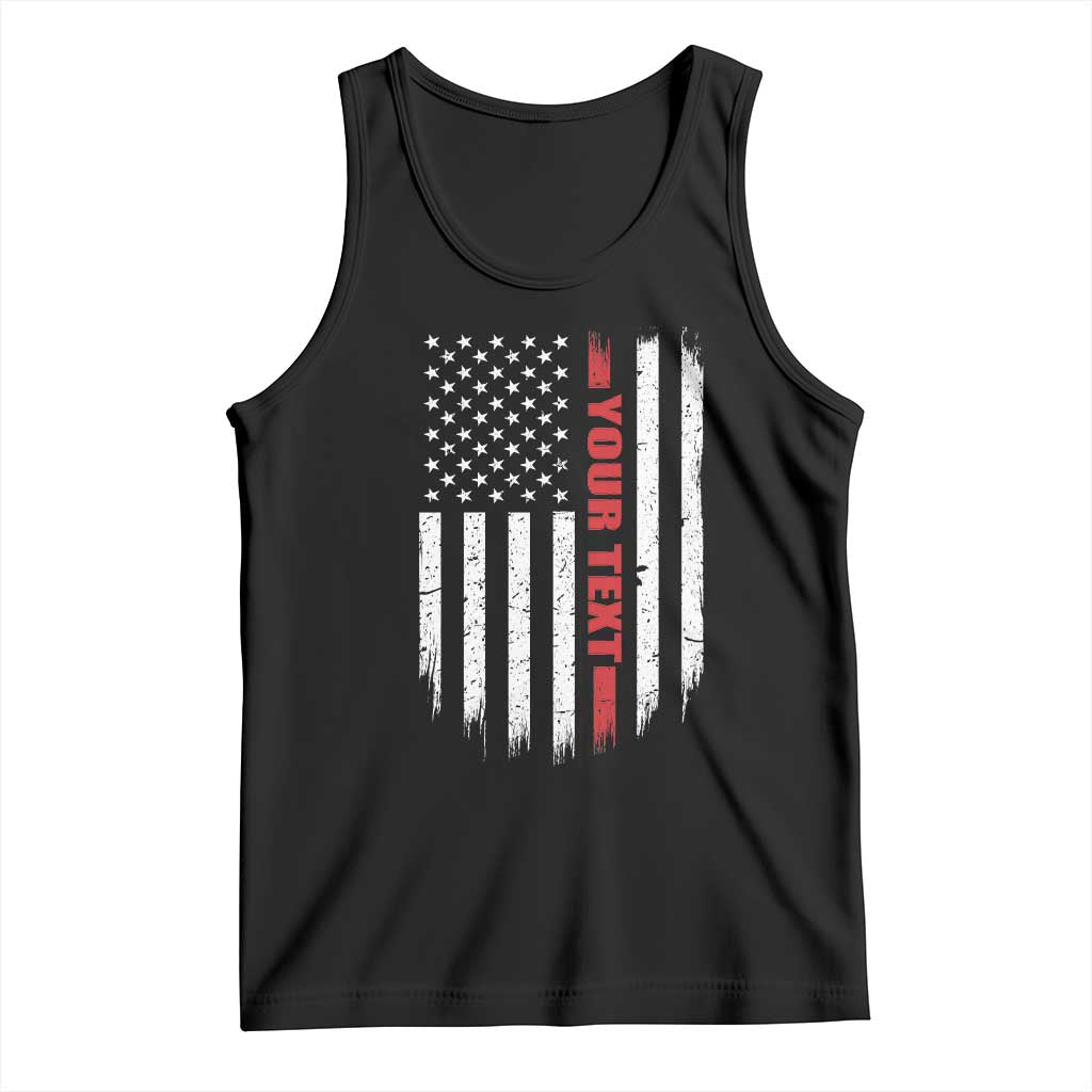 Personalized Firefighter Tank Top Custom Text Name Vintage American Flag Patriot Fireman Gift TS11 Black Print Your Wear