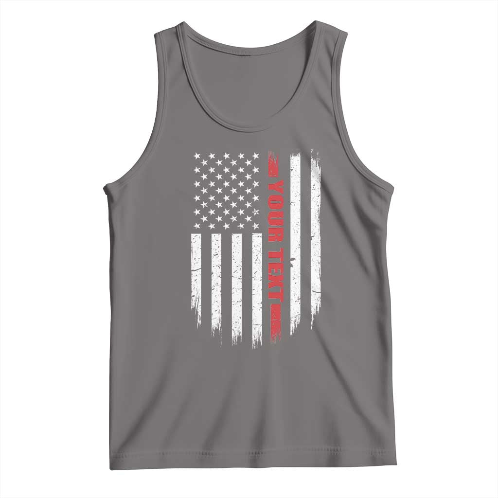 Personalized Firefighter Tank Top Custom Text Name Vintage American Flag Patriot Fireman Gift