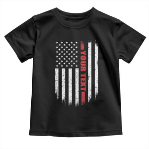 Personalized Firefighter Toddler T Shirt Custom Text Name Vintage American Flag Patriot Fireman Gift