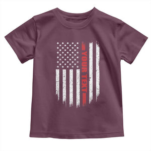Personalized Firefighter Toddler T Shirt Custom Text Name Vintage American Flag Patriot Fireman Gift