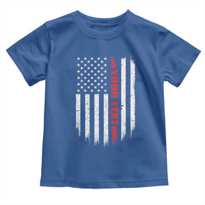 Personalized Firefighter Toddler T Shirt Custom Text Name Vintage American Flag Patriot Fireman Gift