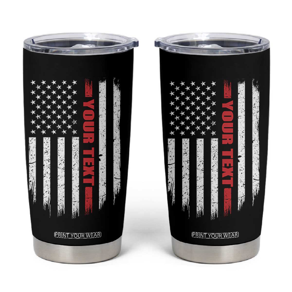 Personalized Firefighter Tumbler Cup Custom Text Name Vintage American Flag Patriot Fireman Gift