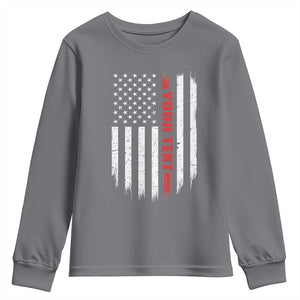 Personalized Firefighter Youth Sweatshirt Custom Text Name Vintage American Flag Patriot Fireman Gift