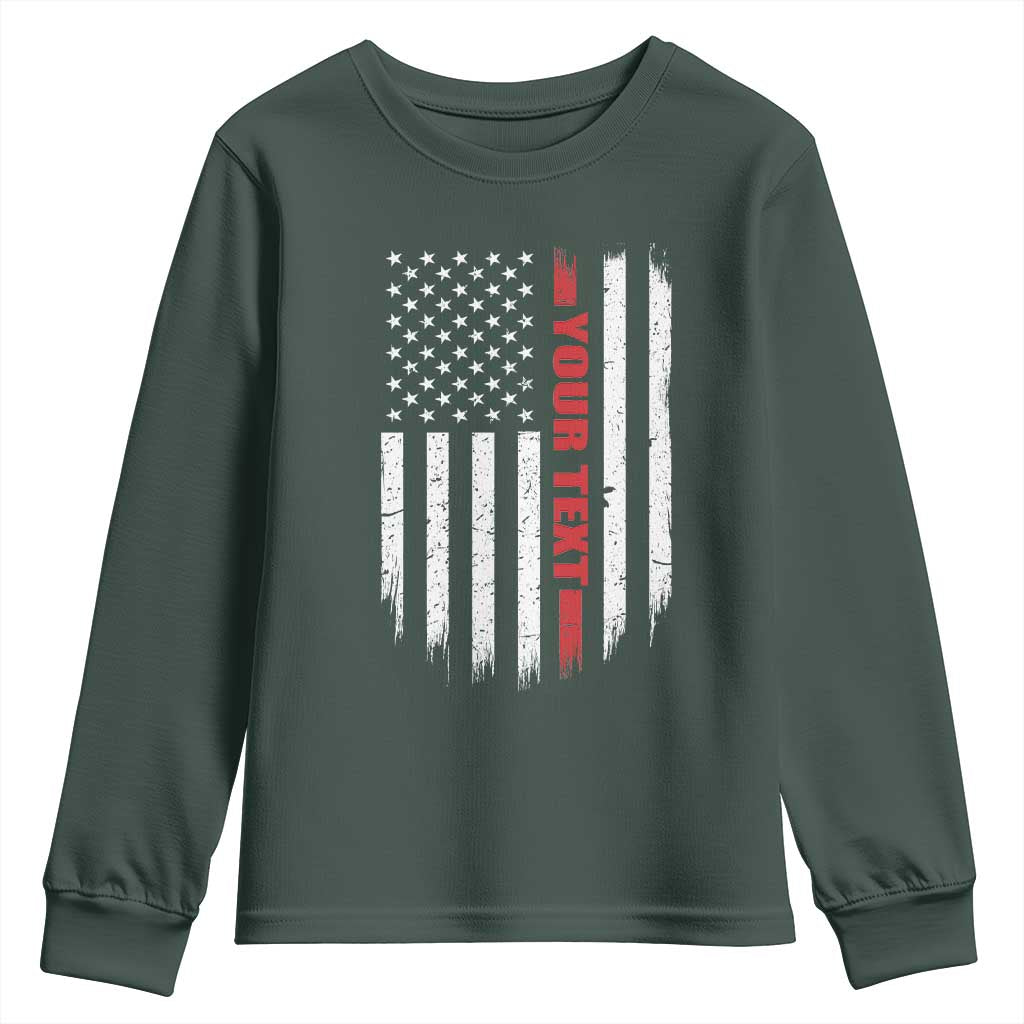 Personalized Firefighter Youth Sweatshirt Custom Text Name Vintage American Flag Patriot Fireman Gift
