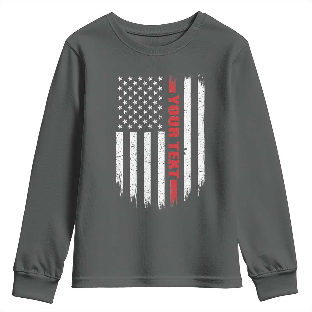 Personalized Firefighter Youth Sweatshirt Custom Text Name Vintage American Flag Patriot Fireman Gift