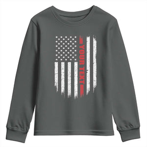 Personalized Firefighter Youth Sweatshirt Custom Text Name Vintage American Flag Patriot Fireman Gift