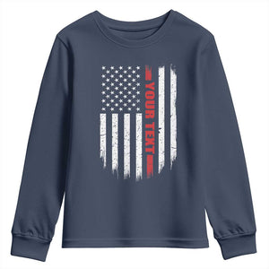Personalized Firefighter Youth Sweatshirt Custom Text Name Vintage American Flag Patriot Fireman Gift