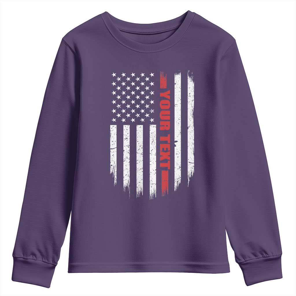 Personalized Firefighter Youth Sweatshirt Custom Text Name Vintage American Flag Patriot Fireman Gift